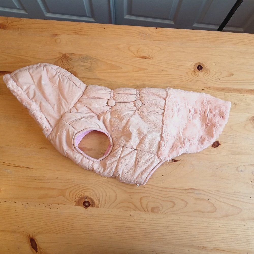 NEW -  XXXL Chic Dog Jacket with lace/ fur/ pink and peach ! 5129